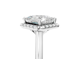 White gold Princess Cut Halo Round Diamond Solitaire Engagement Ring with Pave Band and Four-Prong Setting_12