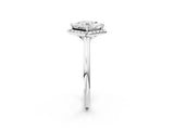 White gold Princess Cut Halo Round Diamond Solitaire Engagement Ring with Pave Band and Four-Prong Setting_9