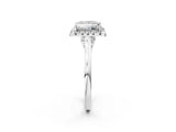 White gold Princess Cut Halo Round Diamond Solitaire Ring with Pavé Band and Four-Prong Setting_2