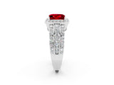 White gold Princess Cut Halo Ruby Ring with Split Shank and Four-Prong Setting_2