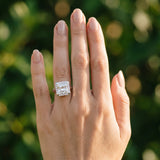 White gold Princess Cut Halo Solitaire Engagement Ring with Square Band and Four-Prong Setting_12