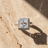 White gold Princess Cut Halo Solitaire Engagement Ring with Square Band and Four-Prong Setting_15