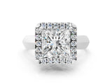 White gold Princess Cut Halo Solitaire Engagement Ring with Square Band and Four-Prong Setting_178