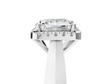 White gold Princess Cut Halo Solitaire Engagement Ring with Square Band and Four-Prong Setting_183