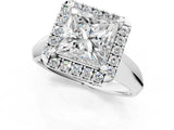 White gold Princess Cut Halo Solitaire Engagement Ring with Square Band and Four-Prong Setting_87