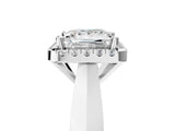White gold Princess Cut Halo Solitaire Engagement Ring with Square Band and Four-Prong Setting_91