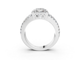 White gold Princess Cut Halo Split Shank Diamond Ring with Four-Prong Setting_79