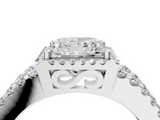 White gold Princess Cut Halo Split Shank Diamond Ring with Four-Prong Setting_81