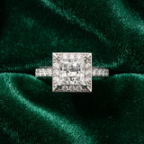 White gold Princess Cut Halo Split Shank Engagement Ring with Four-Prong Setting_9