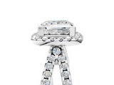 10K White Gold 1.08 Carat D VS1 Princess Diamond Halo Ring with Split Shank Pavé Band and Prong Setting