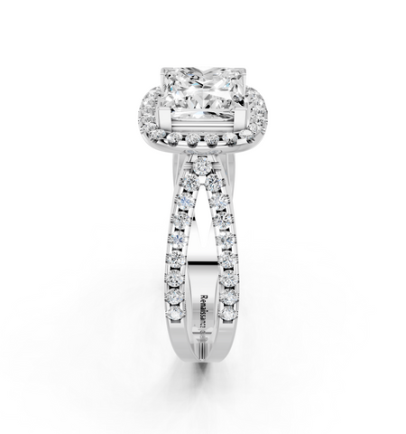 White gold Princess Cut Halo Split Shank Pave Set Ring_53