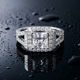 White gold Princess Cut Halo Split Shank Prong Set Ring_21