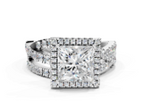 White gold Princess Cut Halo Split Shank Prong Setting Ring_111