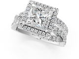 White gold Princess Cut Halo Split Shank Prong Setting Ring_112