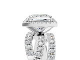 White gold Princess Cut Halo Split Shank Prong Setting Ring_118