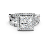 White gold Princess Cut Halo Split Shank Prong Setting Ring_12
