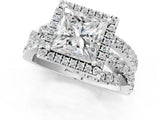 White gold Princess Cut Halo Split Shank Prong Setting Ring_13