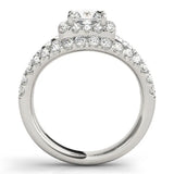 White gold Princess Cut Halo Split Shank Ring with Four-Prong Setting 2