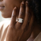 White gold Princess Cut Halo Split Shank Ring with Four-Prong Setting_26
