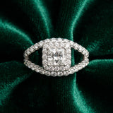 White gold Princess Cut Halo Split Shank Ring with Four-Prong Setting_27