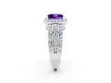 White gold Princess Cut Halo Tanzanite Ring with Split Shank and Four-Prong Setting_2