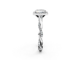 White gold Princess Cut Halo Twisted Band Four-Prong Ring_48