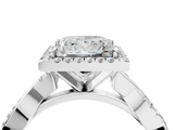 White gold Princess Cut Halo Twisted Band Four-Prong Ring_50