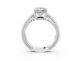 Silver 2.05 Carat F VVS1 Princess Diamond Engagement Ring with Milgrain Channel Set Band and Prong Setting