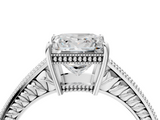 White gold Princess Cut Milgrain Channel Set Engagement Ring with Solitaire Prong Setting_113