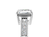 Platinum 3.01 Carat F VS1 Round Diamond Engagement Ring with Milgrain Channel Set Band and Prong Setting