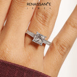 White gold Princess Cut Milgrain Channel Set Engagement Ring with Solitaire Prong Setting_130