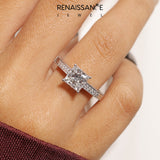 Silver 2.05 Carat F VVS1 Princess Diamond Engagement Ring with Milgrain Channel Set Band and Prong Setting