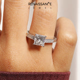Platinum 3.01 Carat F VS1 Round Diamond Engagement Ring with Milgrain Channel Set Band and Prong Setting