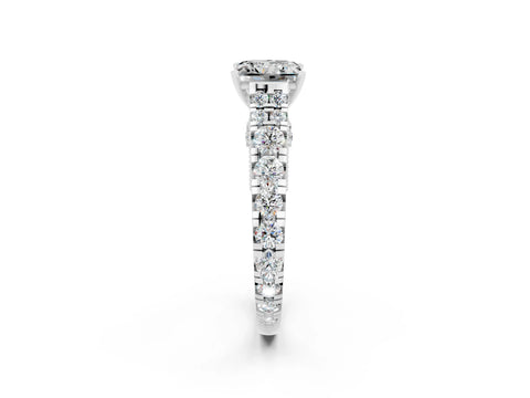 White gold Princess Cut Moissanite Classic Solitaire Ring with Pavé Band and Four-Prong Setting_2