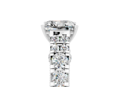 White gold Princess Cut Moissanite Classic Solitaire Ring with Pavé Band and Four-Prong Setting_5