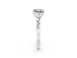 White gold Princess Cut Moissanite Cluster Side Stone Solitaire Ring with Prong Setting_26