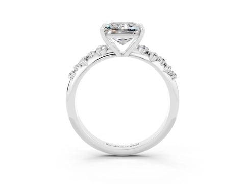 White gold Princess Cut Moissanite Cluster Side Stone Solitaire Ring with Prong Setting_27