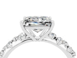 White gold Princess Cut Moissanite Cluster Side Stone Solitaire Ring with Prong Setting_28