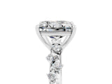 White gold Princess Cut Moissanite Cluster Side Stone Solitaire Ring with Prong Setting_29