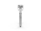 White gold Princess Cut Moissanite Engagement Ring with Milgrain Channel Set Band and Prong Setting_2