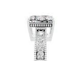 White gold Princess Cut Moissanite Engagement Ring with Milgrain Channel Set Band and Prong Setting_5