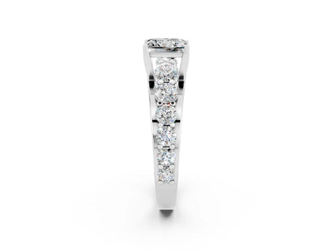 White gold Princess Cut Moissanite Engagement Ring with Pavé Band and Four-Prong Setting_2
