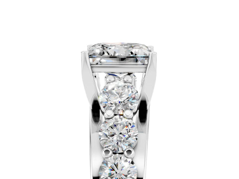 White gold Princess Cut Moissanite Engagement Ring with Pavé Band and Four-Prong Setting_5