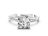 White gold Princess Cut Moissanite Engagement Ring with Side Stone Accents and Four-Prong Setting_24