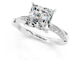 White gold Princess Cut Moissanite Engagement Ring with Side Stone Accents and Four-Prong Setting_25
