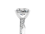 White gold Princess Cut Moissanite Engagement Ring with Side Stone Accents and Four-Prong Setting_29