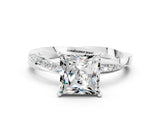 White gold Princess Cut Moissanite Engagement Ring with Side Stone Accents and Four-Prong Setting_39