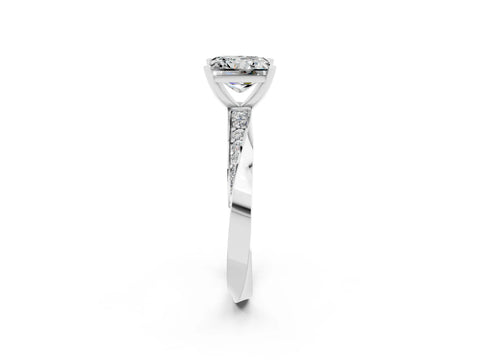 White gold Princess Cut Moissanite Engagement Ring with Side Stone Accents and Four-Prong Setting_41