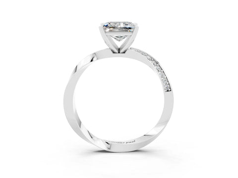 White gold Princess Cut Moissanite Engagement Ring with Side Stone Accents and Four-Prong Setting_42