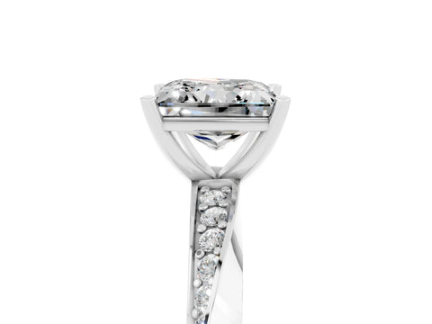 White gold Princess Cut Moissanite Engagement Ring with Side Stone Accents and Four-Prong Setting_44